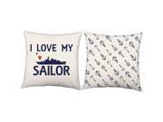 Love My Sailor Throw Pillows 16x16 White Military Cushions