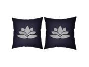 Silver Lotus Throw Pillow Covers 18x18 Blue Cotton Shams