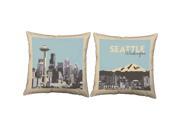 Seattle Pillow Covers 14x14 Natural Vintage Travel Shams