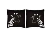 Giraffe Silhouette Pillow Covers 18x18 Black Cotton Shams