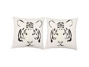 Tiger Silhouette Throw Pillows 18x18 White Cotton Cushions