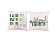 Rather Be In London Pillows 14x14 White Outdoor Cushions