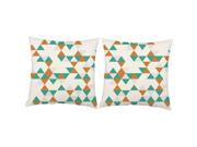 Orange Teal Triangle Pillow Covers 14x14 White Outdoor Shams