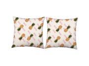 2pc Pink Pineapple Pillow Covers 16x16 White Outdoor Shams