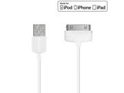 Amzer MFi Certified 30 Pin to USB Sync Charge Cable 3.2 Feet 1 Meter for iPod iPhone iPad