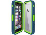 Amzer Blue on Green Embedded Tempered Glass Rugged Case With Holster for Silver Gold Apple iPhone 6 6S