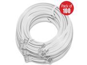 GE High Quality Telephone Line Cord Heavy Duty 4 Conductor 7 Ft White Pack of 100