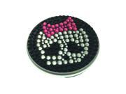 Luxury Rhinestone Travel Compact Cosmetic Bling Makeup Purse Round Mirror Silver Black