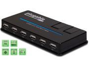 Plugable USB 2.0 10 Port High Speed Hub with 20W Power Adapter Two Flip Up Ports with BC 1.2 Charging Support for Android Apple iOS and Windows Mobile Devices