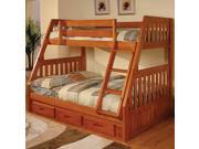 Discovery World Furniture Honey Bunk Bed Twin Full Mission with 3 Drawers on One Side