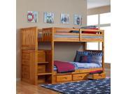 Discovery World Furniture Honey Mission Staircase Bunk Bed Twin Twin with 3 Drawers on One Side