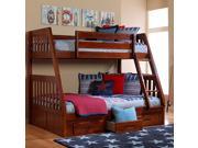 Discovery World Furniture Merlot Mission Bunk Bed Twin Full with 3 Drawer Storage