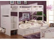 Discovery World Furniture White Staircase Bunk Bed Twin Full Stair Stepper with Twin Trundle