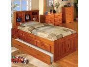 Discovery World Furniture Twin Honey Bookcase Captains Bed with 6 Drawer Dresser With 3 Drawer Storage and Bottom Trundle