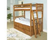 Discovery World Furniture Honey Convertible Bed Twin over Twin with 3 Drawer Storage and Trundle