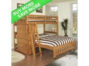 Discovery World Furniture Honey Loft Bunk Bed Twin Over Full with Bookshelf and Nightstand