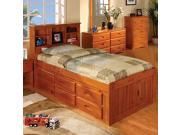 Discovery World Furniture Twin Honey Bookcase Captains Bed with 6 Drawer Dresser With 6 Drawer Storage
