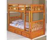 Discovery World Furniture Honey Bunk Bed Twin Twin Mission with 3 Drawers on One Side