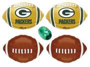 Green Bay Packers NFL Playoffs Party Football Mylar Foil Balloons 5pc Set