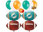 Miami Dolphins NFL Football Party Decorating 17pc Balloon Pack Teal Orange White
