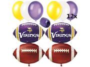 Minnesota Vikings NFL Football Party Decor 17pc Balloon Pack Purple Yellow White