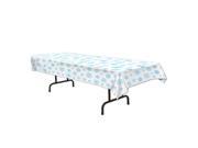 Winter Holiday Party Snowflake 54 x 108 Plastic Tablecover White Light Blue