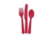 Unique Team Spirit Solid Football Super Bowl Party 18pc Plastic Cutlery Red