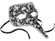 Star Power Adult Venetian Skull Print Long Nose Mask White Black One Size