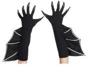 Loftus Long Flaired Bat Witch Costume Gloves w Attached Nails Black One Size
