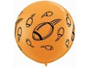 3 Football Round Latex Balloon Orange w Black Ink 2 Pack Party Supply