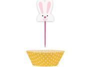 Easter Bunny Carrot Decor Cupcake Kit Pink Orange 24 Picks Cups 48pc