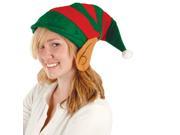 Beistle Festive Christmas Elf Ear Costume Hat Green Red Beige One Size 15