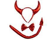 Beistle Halloween Devil 3pc Costume Accessory Set Red One Size