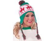 Forum Christmas Reindeer X Rated Games Tassel Hat Green Red White