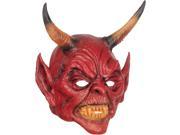 Adult Long Horn Halloween Devil Full Head Mask Red Black Tan One Size