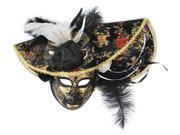 Loftus Adult Feather Hat Full Face Masquerade Venetian Mask Black One Size