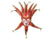 Loftus Jester Full Face Masquerade Venetian Mask w Bells Red Gold One Size