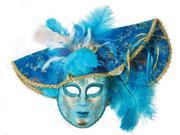 Loftus Women Feather Hat Full Face Venetian Mask Light Blue One Size