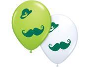 Qualatex St. Patrick s Day Derby Mustache 11 Latex Balloons Green 6 Pack