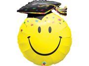 Qualatex Smile Emoticon Face Party Grad 36 Foil Balloon Yellow Black