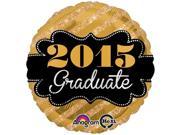 Anagram 2015 Graduate Round Mylar 17 Foil Balloon Gold Black