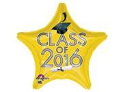 Anagram Class of 2016 Grad Cap Star Jr Shape 19 Foil Balloon Yellow