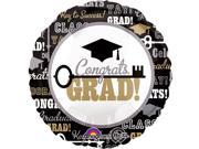 Anagram Congrats Grad Key to Success 18 Foil Balloon Gold Silver Black