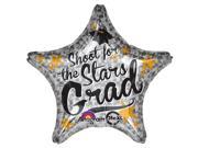 Anagram Shoot for the Stars Grad Star Shape 19 Foil Balloon Silver Gold