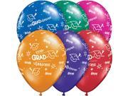 CON GRAD ULATIONS Grad Caps Stars 50 Pack 11 Latex Balloons Assorted