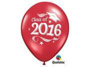 Class of 2016 Graduation Grad Cap 50 Pack 11 Latex Balloons Ruby Red