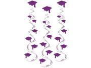 Beistle Congrats Grad Cap Twirly Decoration 30 Hanging Whirls Purple 3 Pack