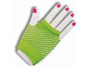 80 s Neon Green Fingerless Fishnet Adult Costume Gloves One Size