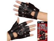 Star Power Adult Black Punk 2pc Studded Gloves Black Silver One Size
