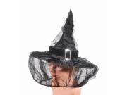 Loftus Black Womens Witch Hat w Veil Silver Buckle